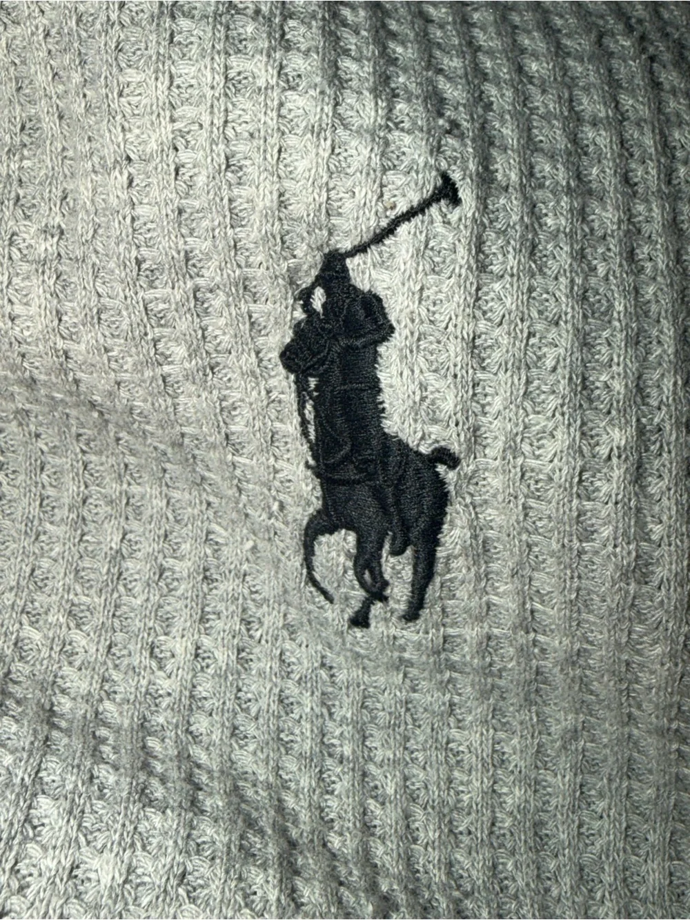 Polo by Ralph Lauren Light Gray Hooded Thermal Knit Waffle Belted Robe-NEW